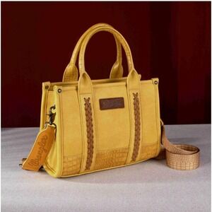 Montana West Whipstitch Concealed Carry Tote Bag Western Crossbody Bag Mustard